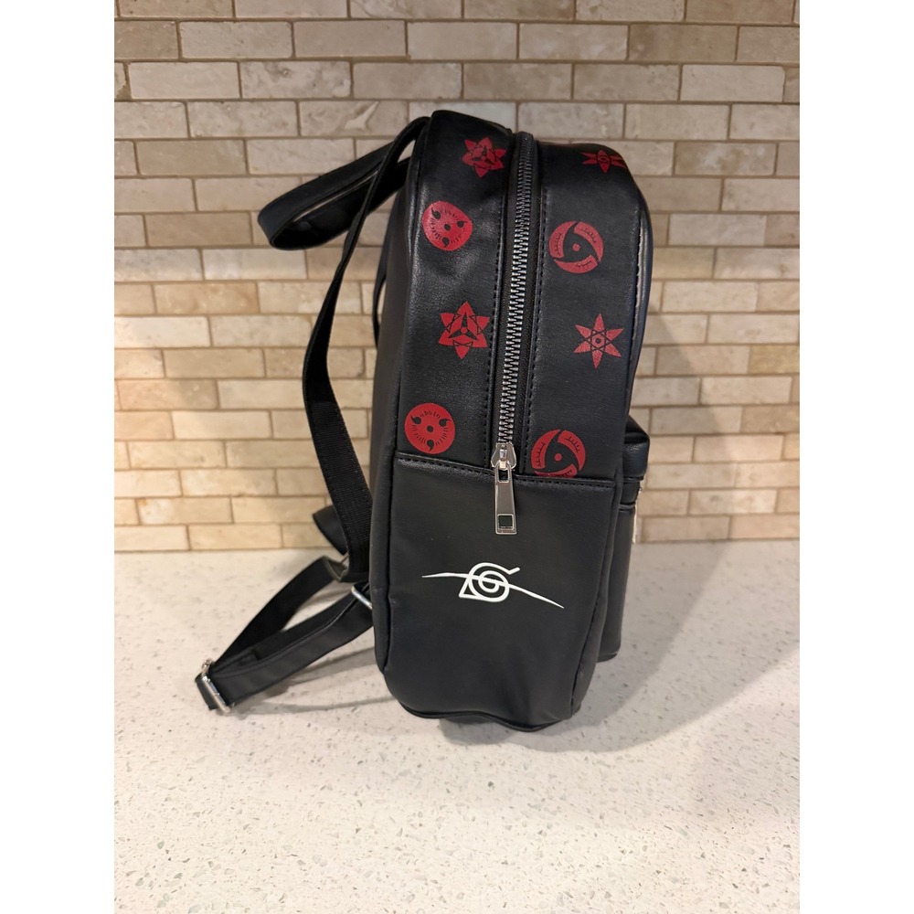 Naruto Shippuden Sasuke Uchiha Black Backpack Graphic Print Zip - Picture 4 of 8